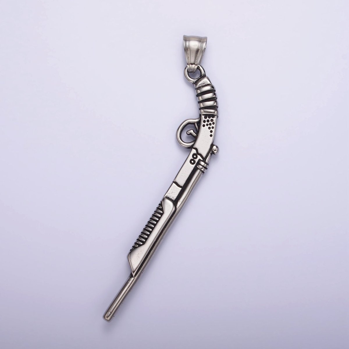 Stainless Steel 80mm Gun Weapon Minimalist Pendant | P1182 - DLUXCA