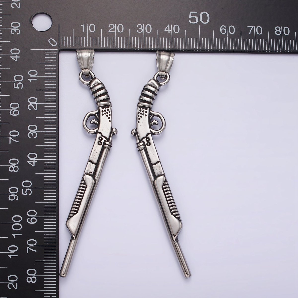 Stainless Steel 80mm Gun Weapon Minimalist Pendant | P1182 - DLUXCA