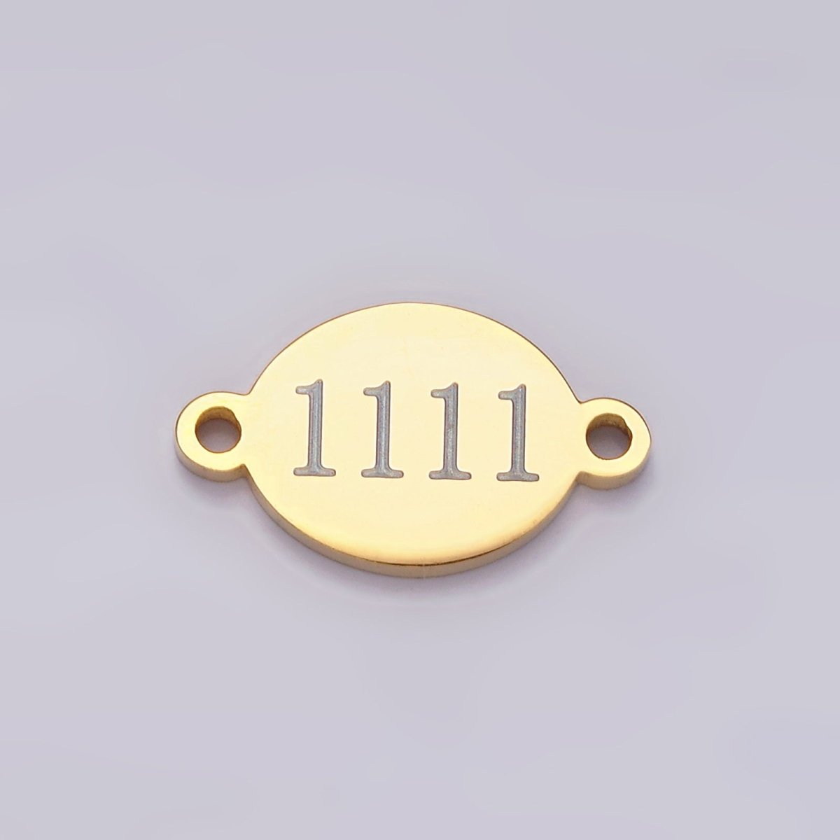 Stainless Steel 8mm Angel Number Numerology Engraved Oval Gold Connector G-672~G-681