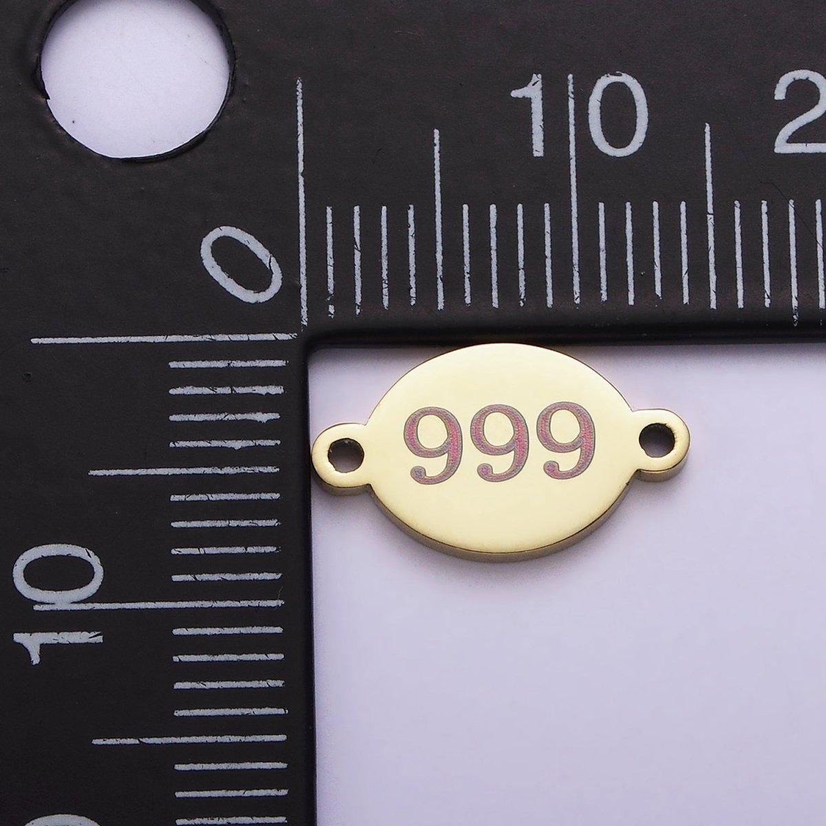 Stainless Steel 8mm Angel Number Numerology Engraved Oval Gold Connector G-672~G-681