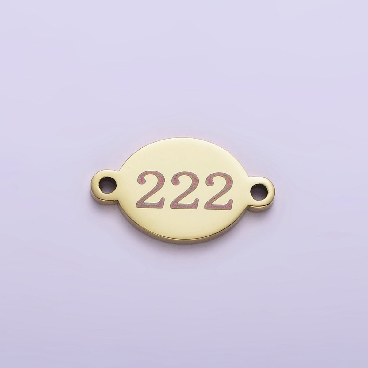 Stainless Steel 8mm Angel Number Numerology Engraved Oval Gold Connector G-672~G-681