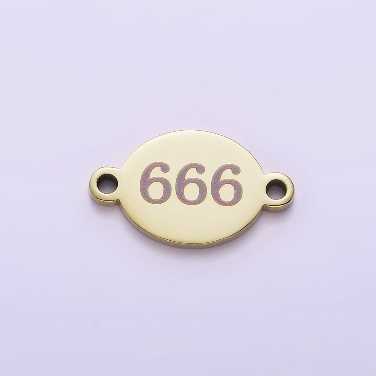 Stainless Steel 8mm Angel Number Numerology Engraved Oval Gold Connector G-672~G-681