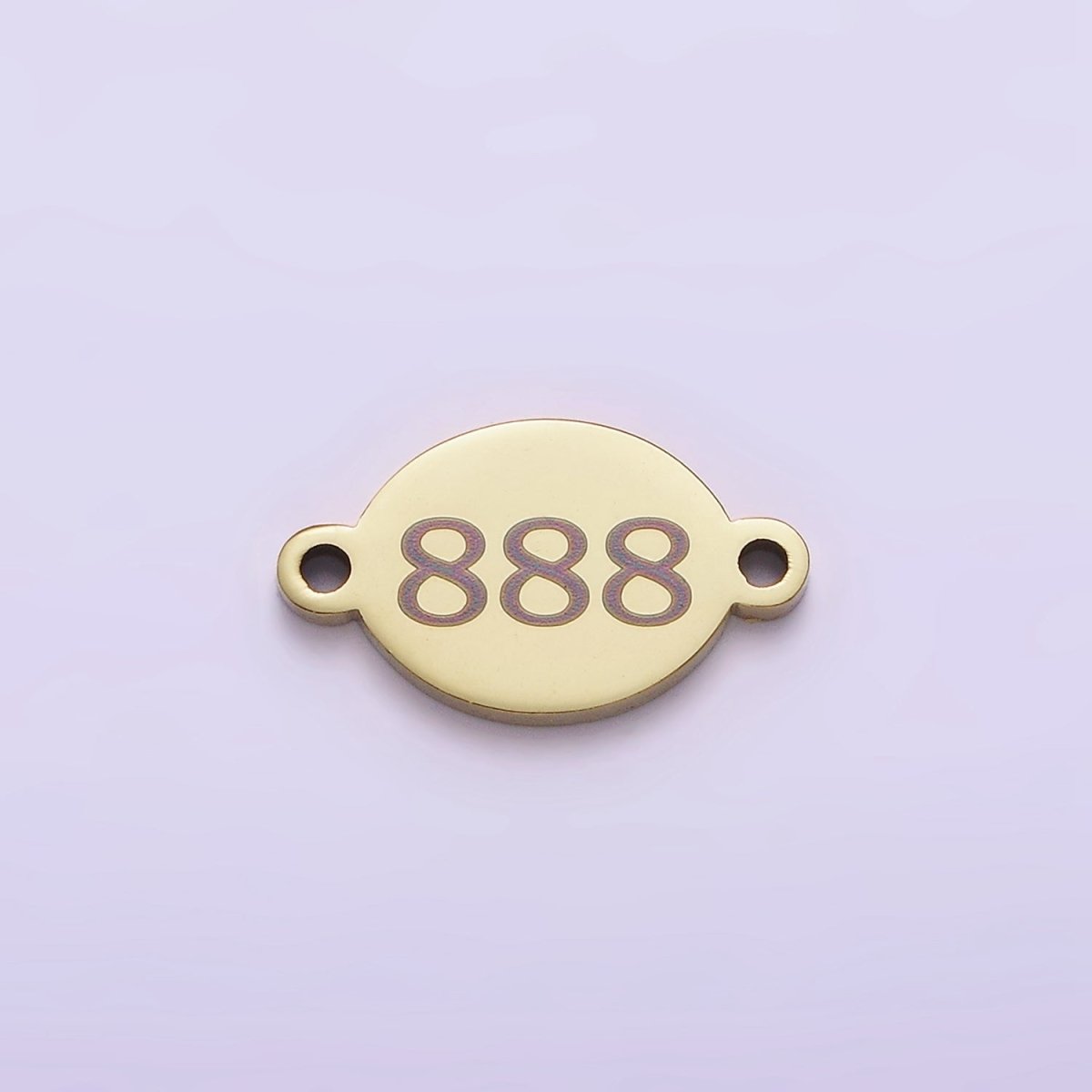 Stainless Steel 8mm Angel Number Numerology Engraved Oval Gold Connector G-672~G-681