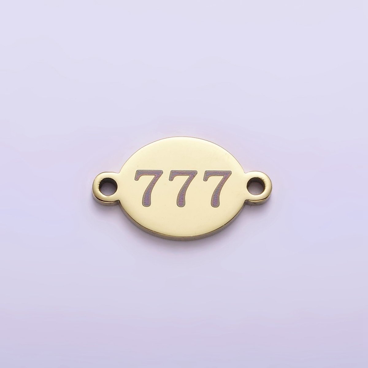Stainless Steel 8mm Angel Number Numerology Engraved Oval Gold Connector G-672~G-681