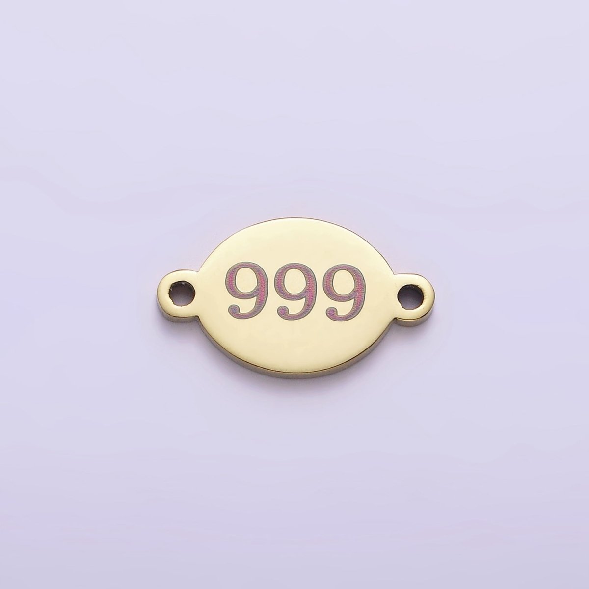 Stainless Steel 8mm Angel Number Numerology Engraved Oval Gold Connector G-672~G-681