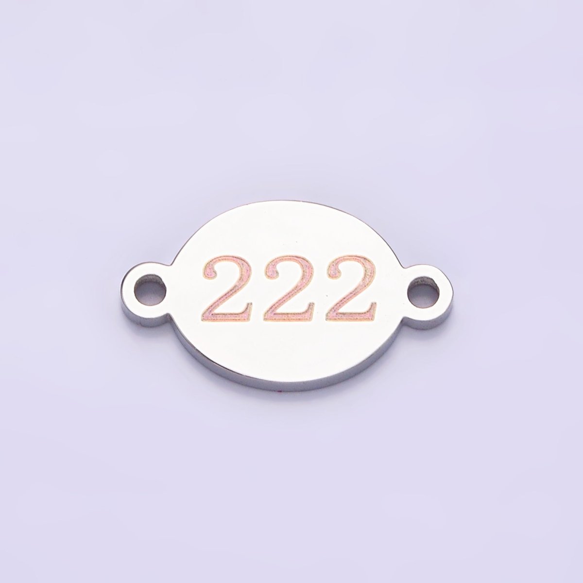 Stainless Steel 8mm Angel Number Numerology Engraved Oval Silver Connector G-684-G-693