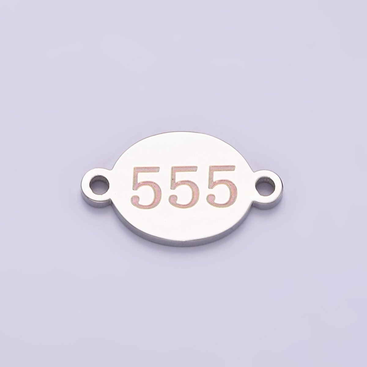 Stainless Steel 8mm Angel Number Numerology Engraved Oval Silver Connector G-684-G-693