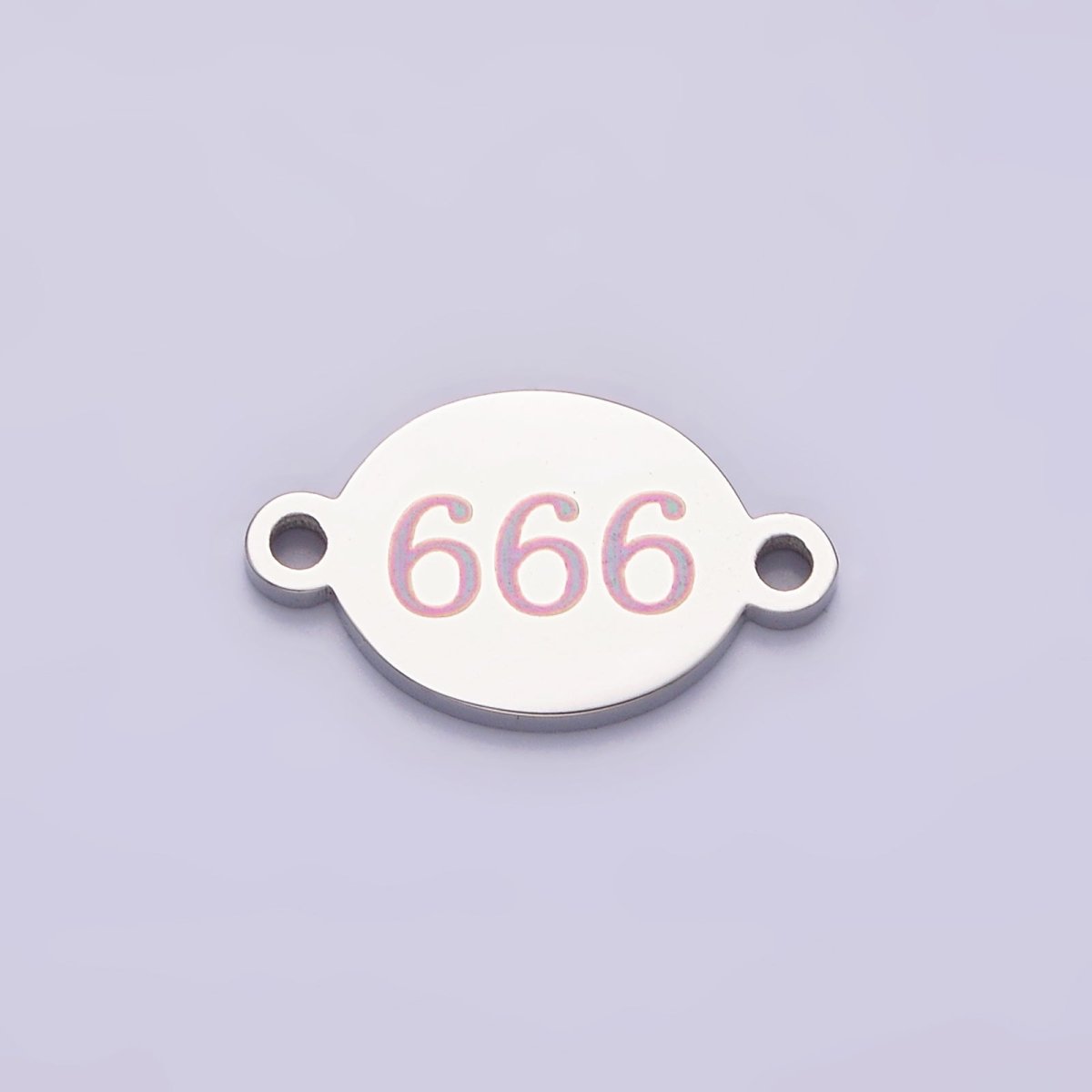 Stainless Steel 8mm Angel Number Numerology Engraved Oval Silver Connector G-684-G-693