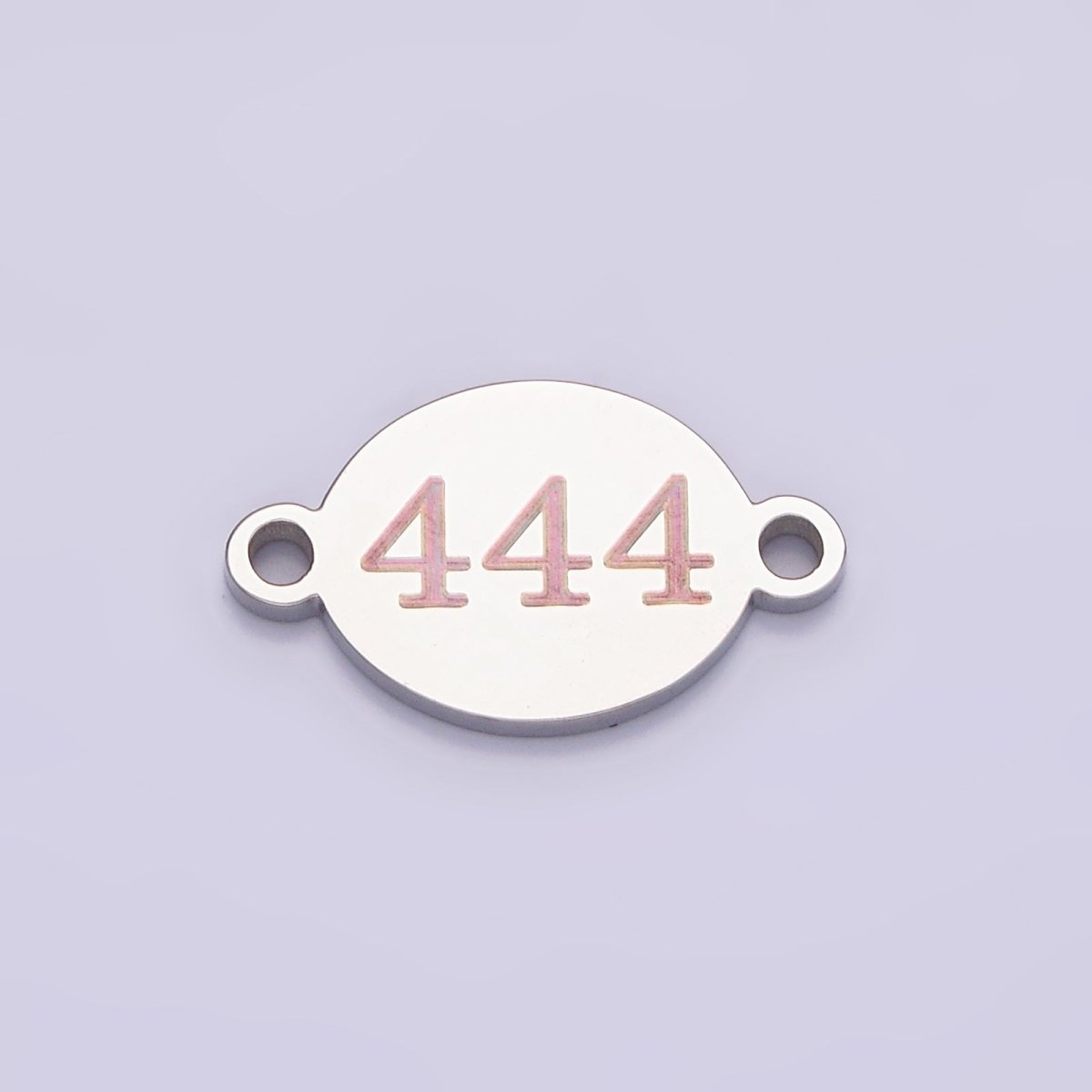 Stainless Steel 8mm Angel Number Numerology Engraved Oval Silver Connector G-684-G-693