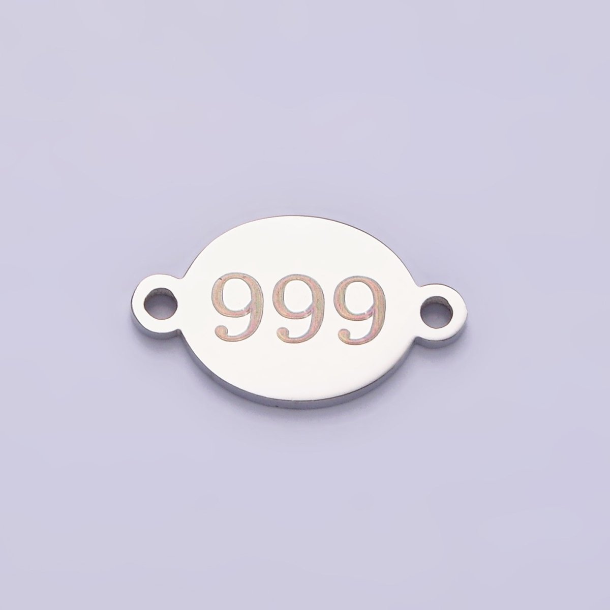 Stainless Steel 8mm Angel Number Numerology Engraved Oval Silver Connector G-684-G-693