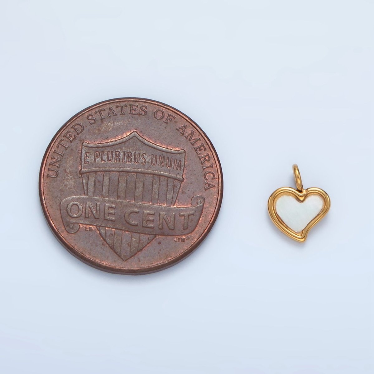 Stainless Steel 9mm Shell Pearl Bezel Mini Heart Charm | P709 - DLUXCA