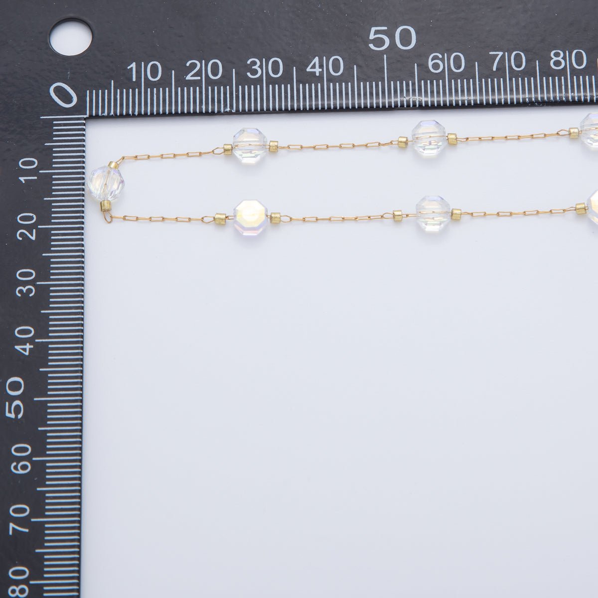 Stainless Steel AB Multifaceted Hexagonal Gemstone Paperclip Unfinished Chain by Yard | Roll - 1608 - DLUXCA