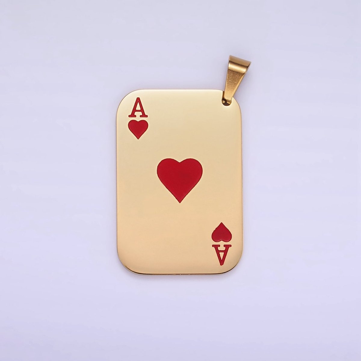 Stainless Steel Ace of Heart Pendant Ace of Skull Charm Playing Card in Gold & Silver | P1437
