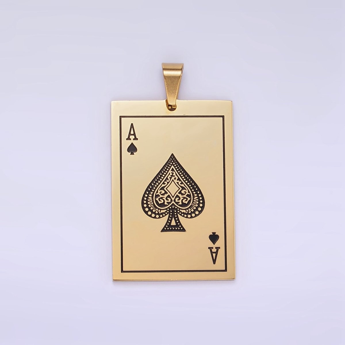 Stainless Steel Ace of Spade Pendant Poker Playing Card Charm in Gold & Silver | P1435