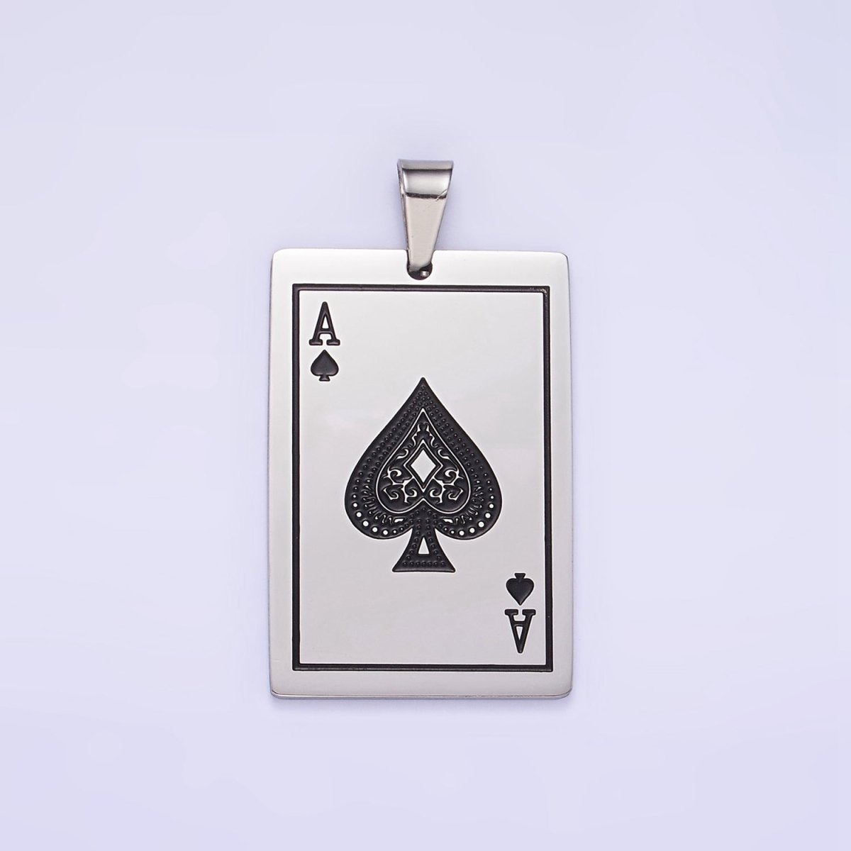 Stainless Steel Ace of Spade Pendant Poker Playing Card Charm in Gold & Silver | P1435