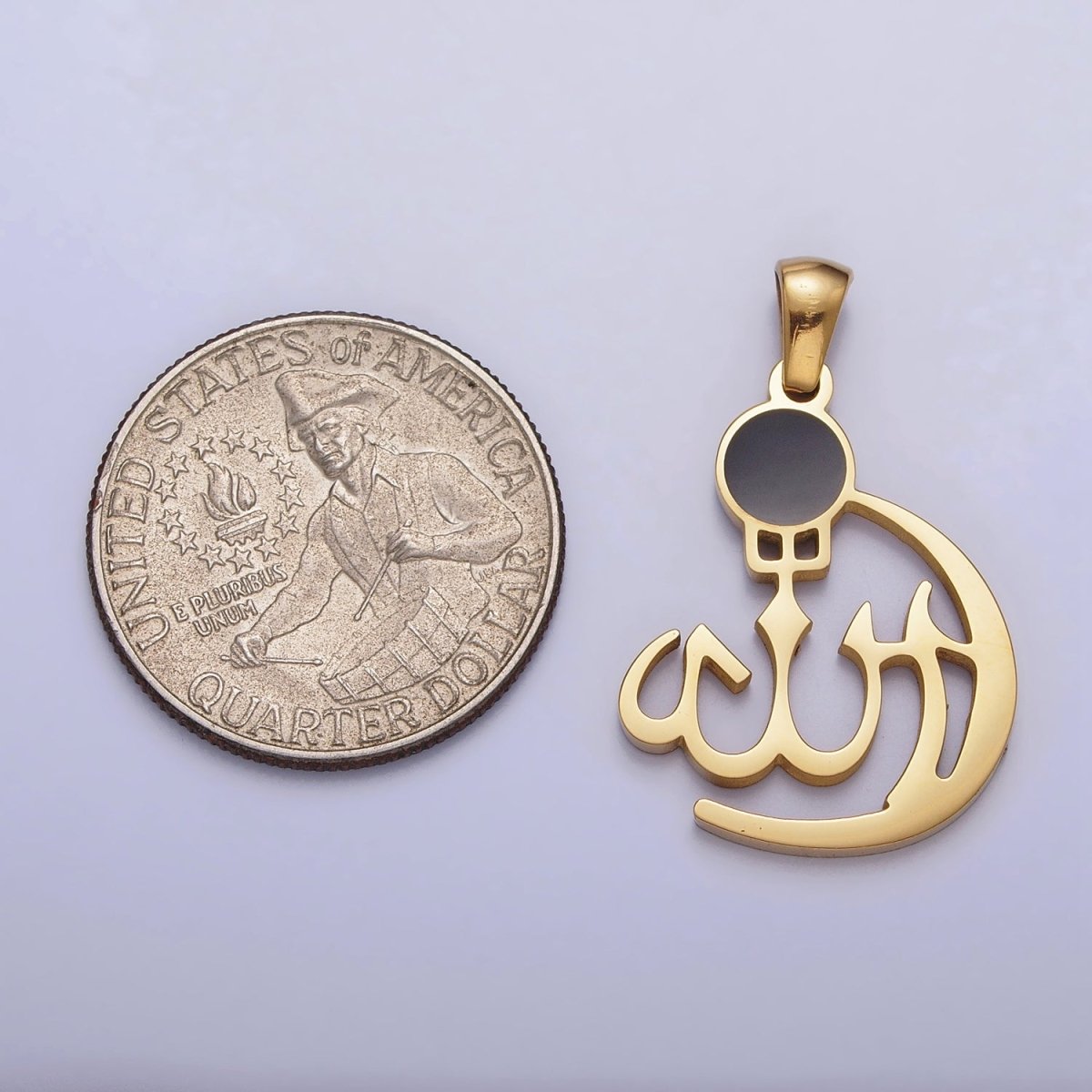 Stainless Steel "Allah" "God" Calligraphy Arabic Muslim Religious Pendant in Gold & Silver J-473 J-486