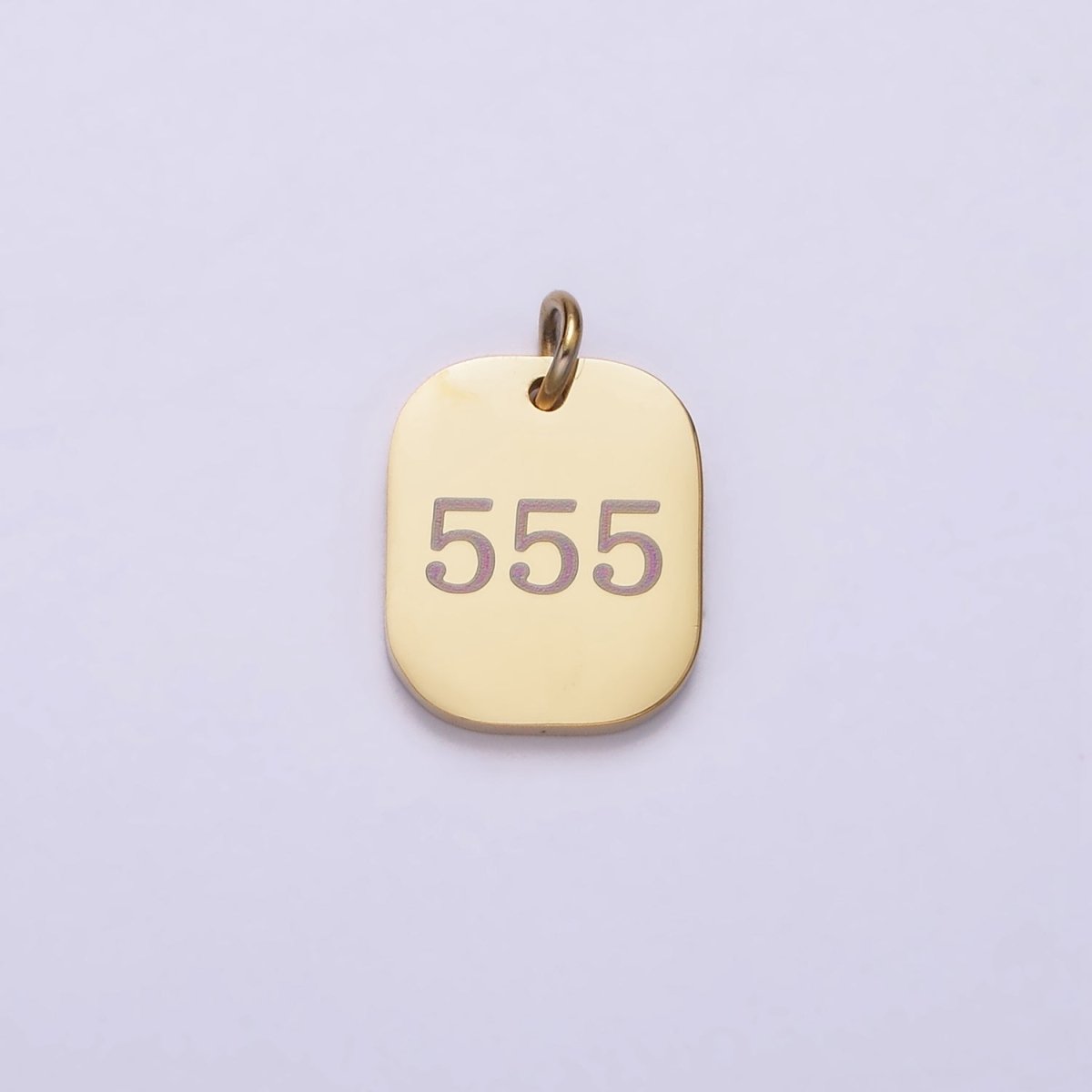Stainless Steel Angel Number Numerology Engraved 14mm Gold Charm   P-570-P-578