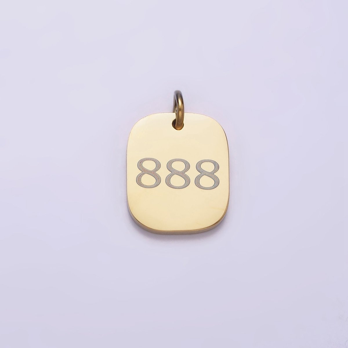 Stainless Steel Angel Number Numerology Engraved 14mm Gold Charm   P-570-P-578