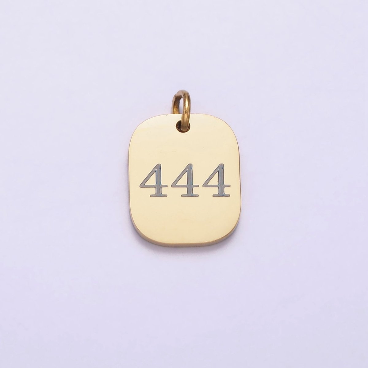 Stainless Steel Angel Number Numerology Engraved 14mm Gold Charm   P-570-P-578