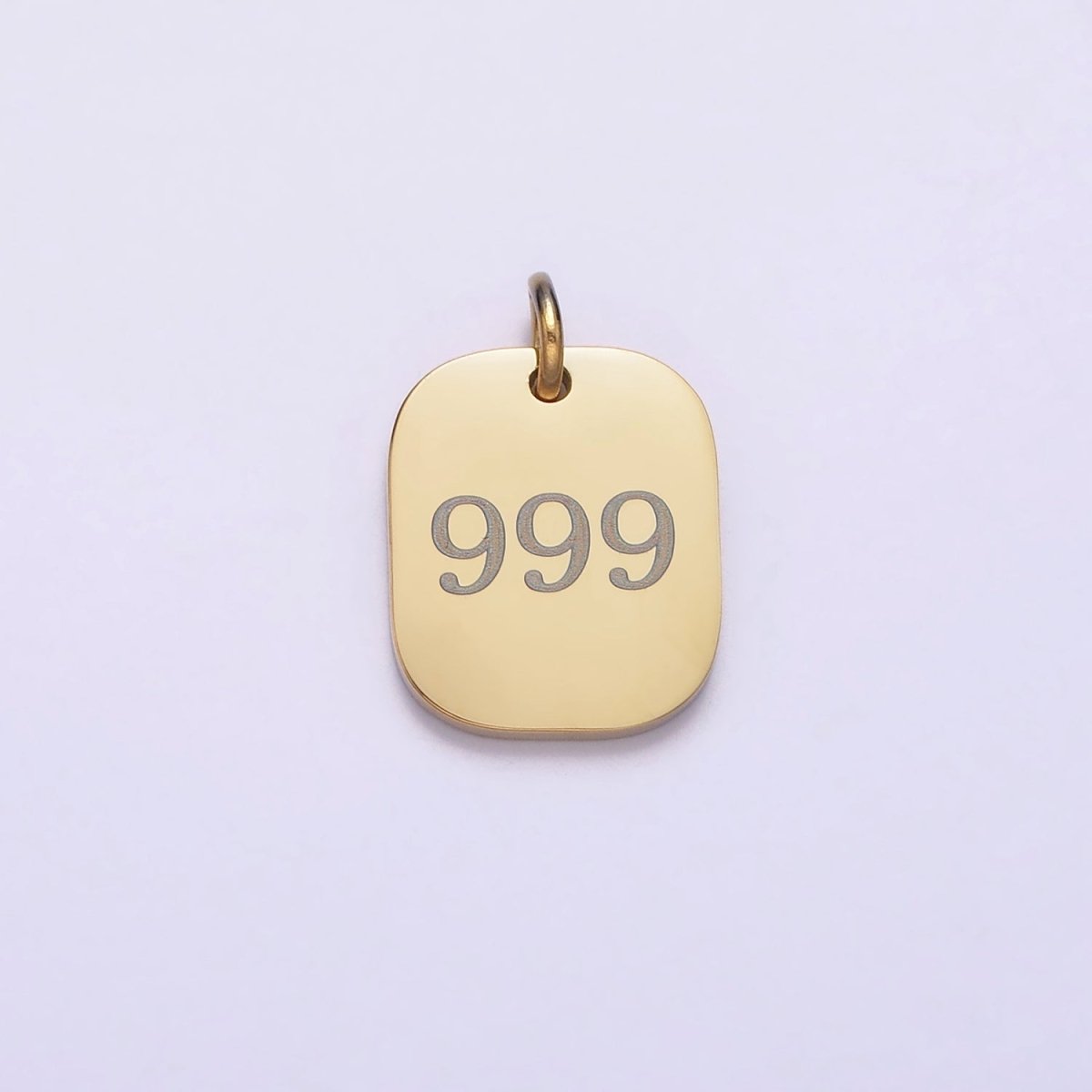 Stainless Steel Angel Number Numerology Engraved 14mm Gold Charm   P-570-P-578