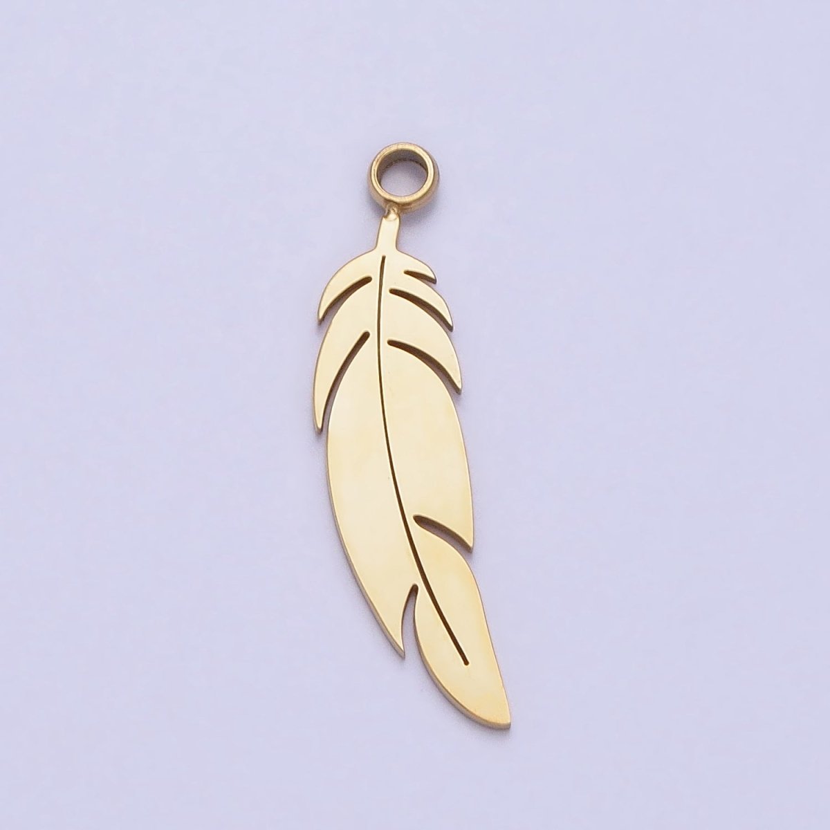 Stainless Steel Animal Feather Nature Leaf Charm in Gold & Silver | P-900