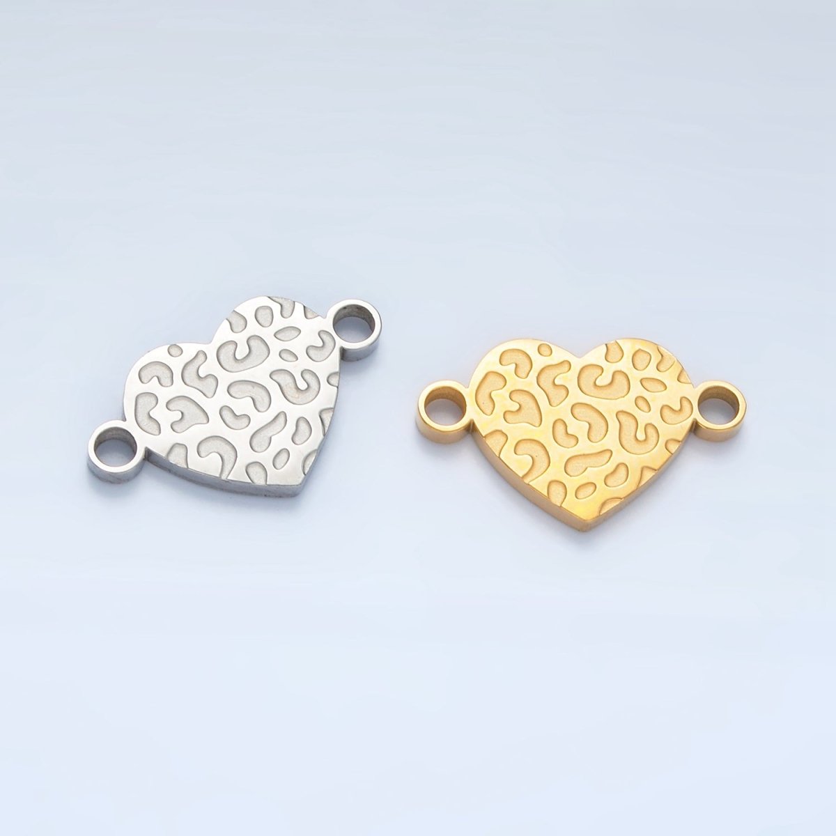 Stainless Steel Animal Cheetah Print Heart Connector in Gold & Silver | F104