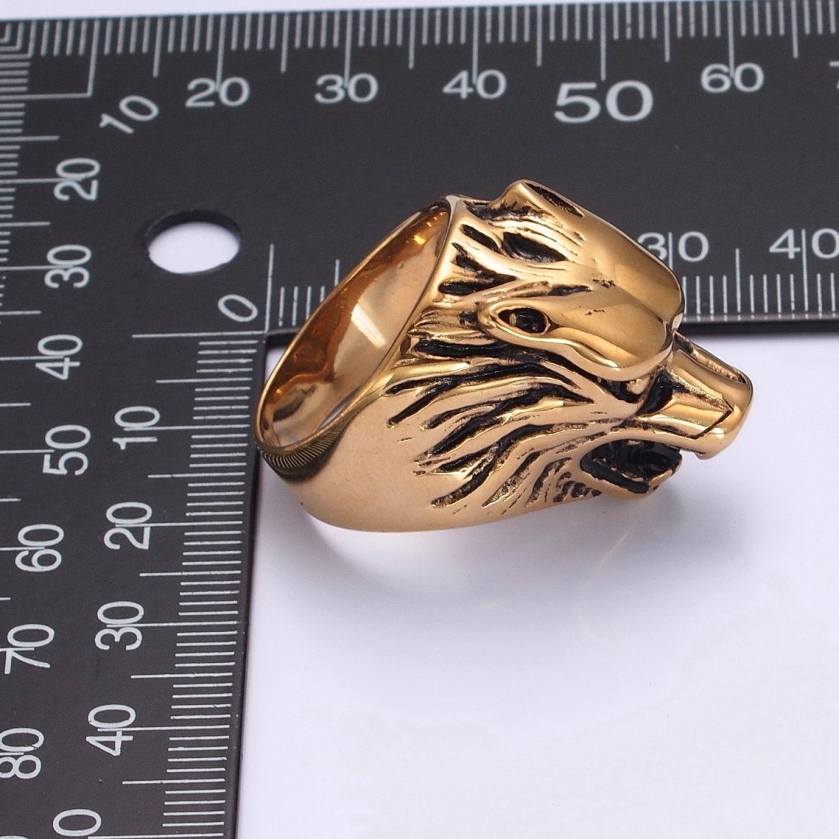 Stainless Steel Antique Gold Wolf Head Biker Ring for Men Jewelry S-012 S-013