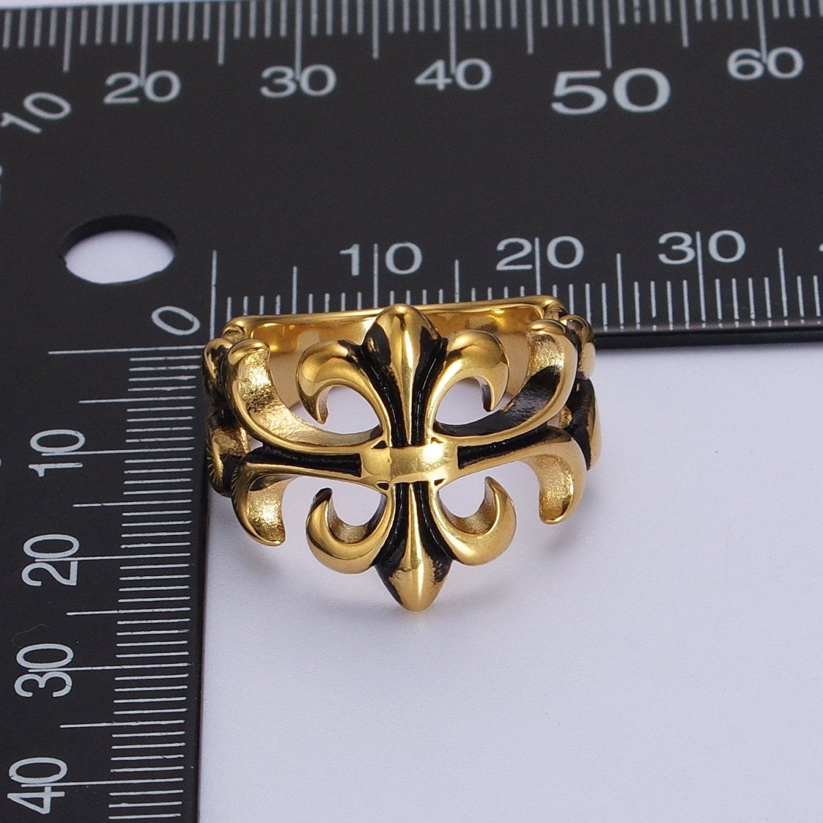 Stainless Steel Artisan Multiple Fleur De Lis Gold Ring | O-216~O-219