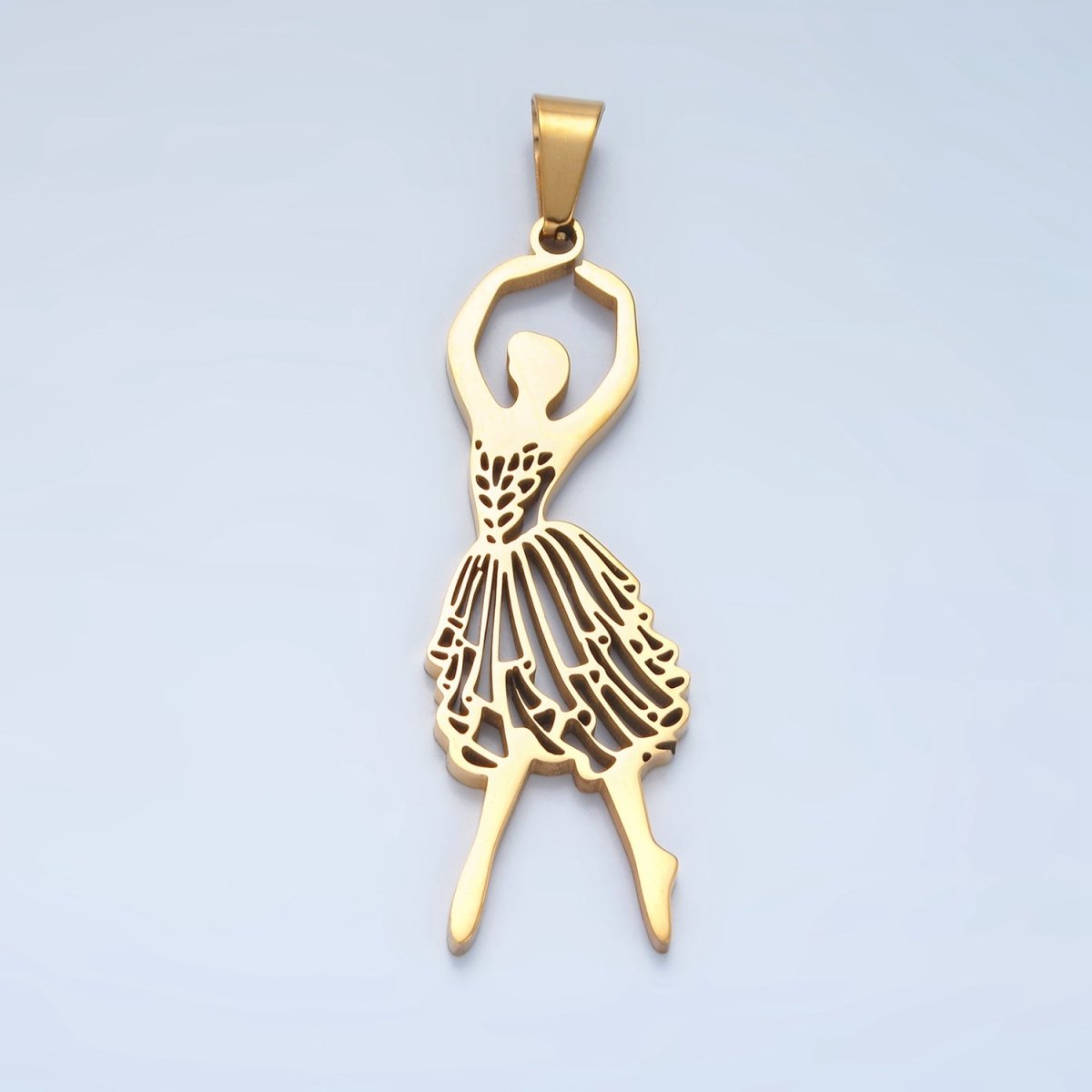 Stainless Steel Ballerina Ballet Dancing Open Pendant in Gold & Silver | P1485