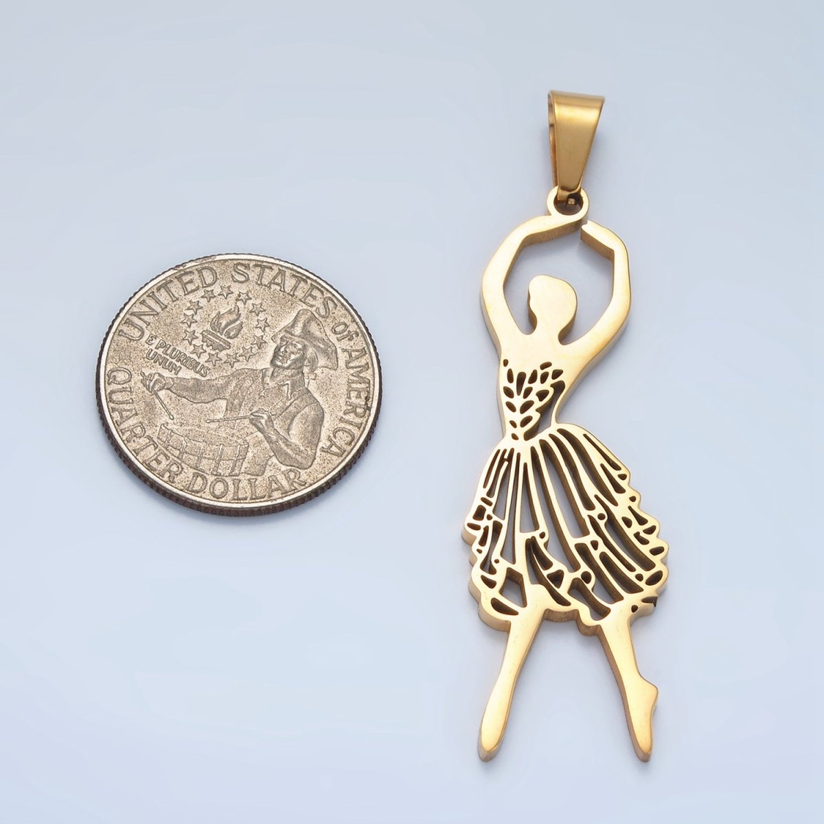 Stainless Steel Ballerina Ballet Dancing Open Pendant in Gold & Silver | P1485