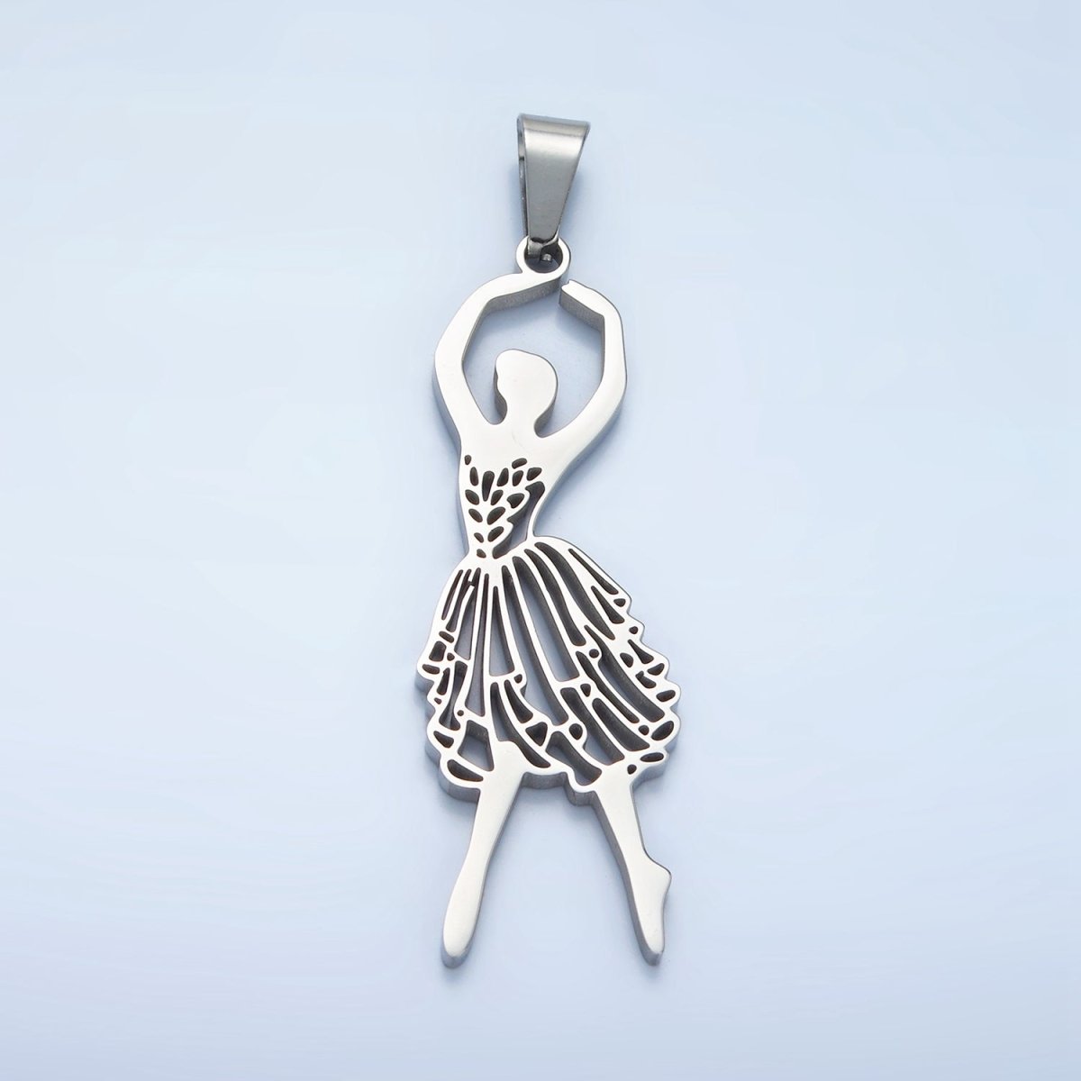 Stainless Steel Ballerina Ballet Dancing Open Pendant in Gold & Silver | P1485
