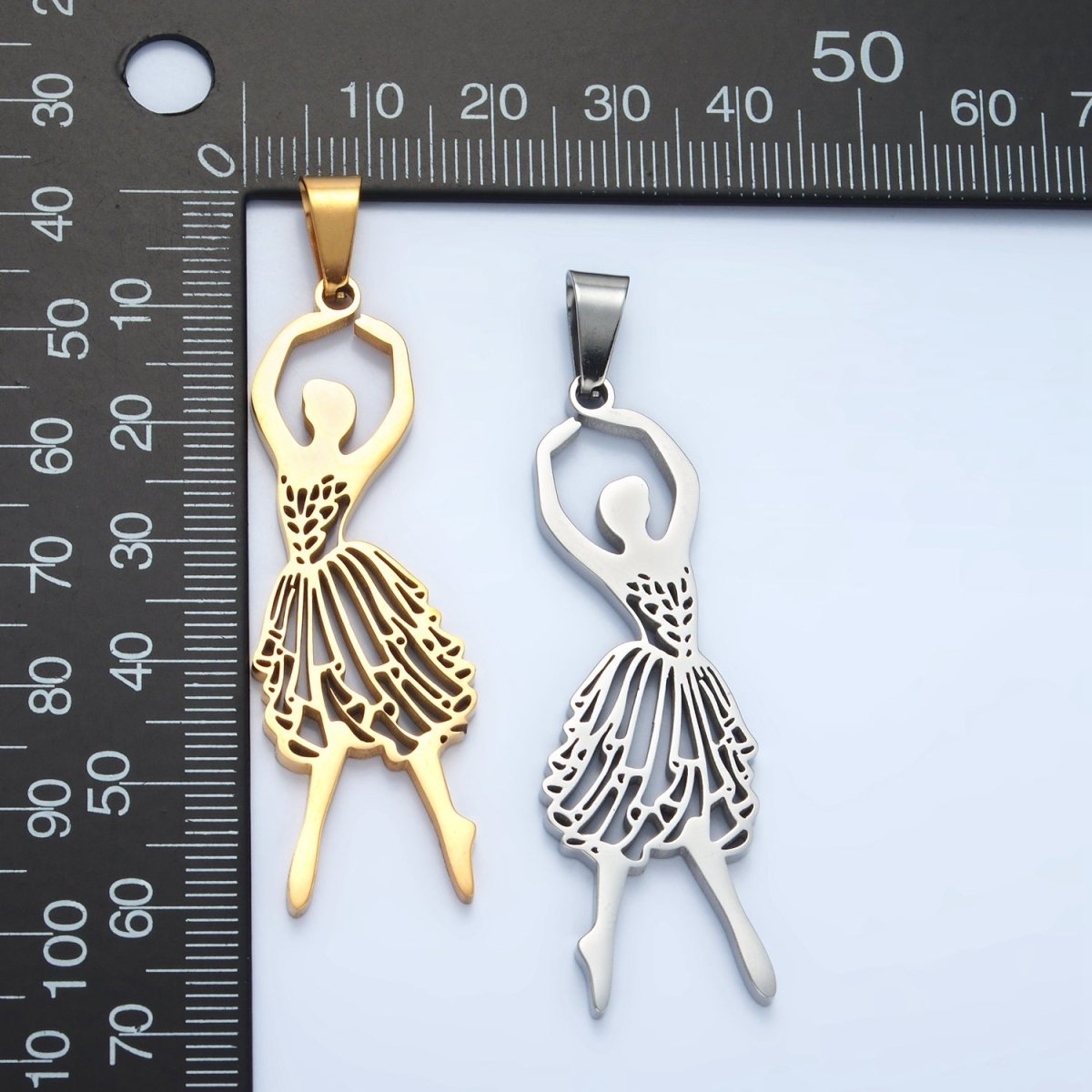 Stainless Steel Ballerina Ballet Dancing Open Pendant in Gold & Silver | P1485