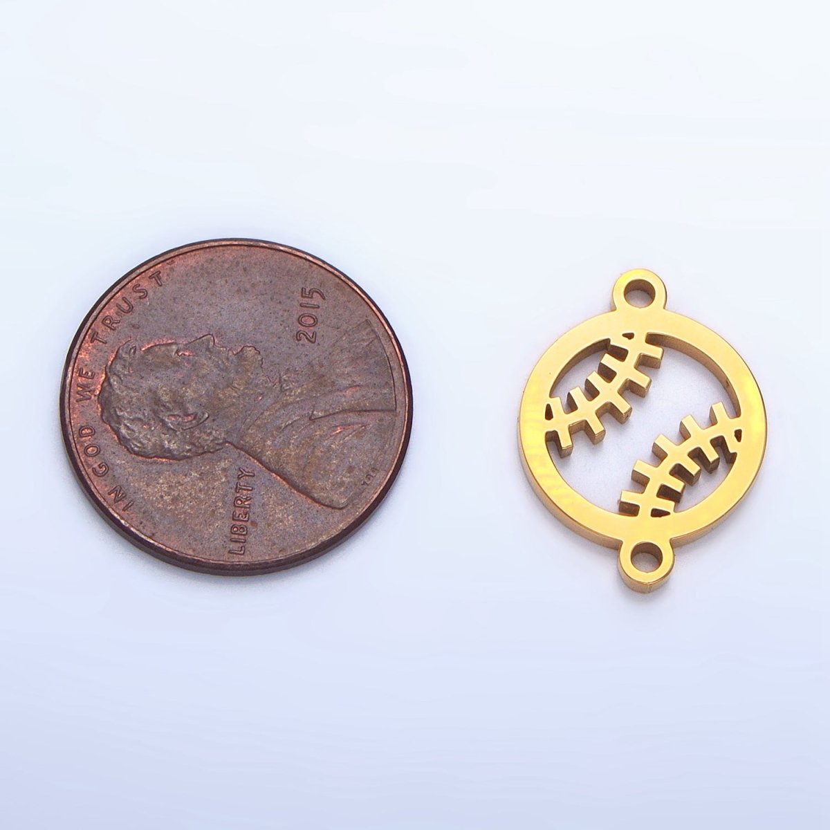 Stainless Steel Baseball Sports Charm Connector in Gold & Silver | G-459