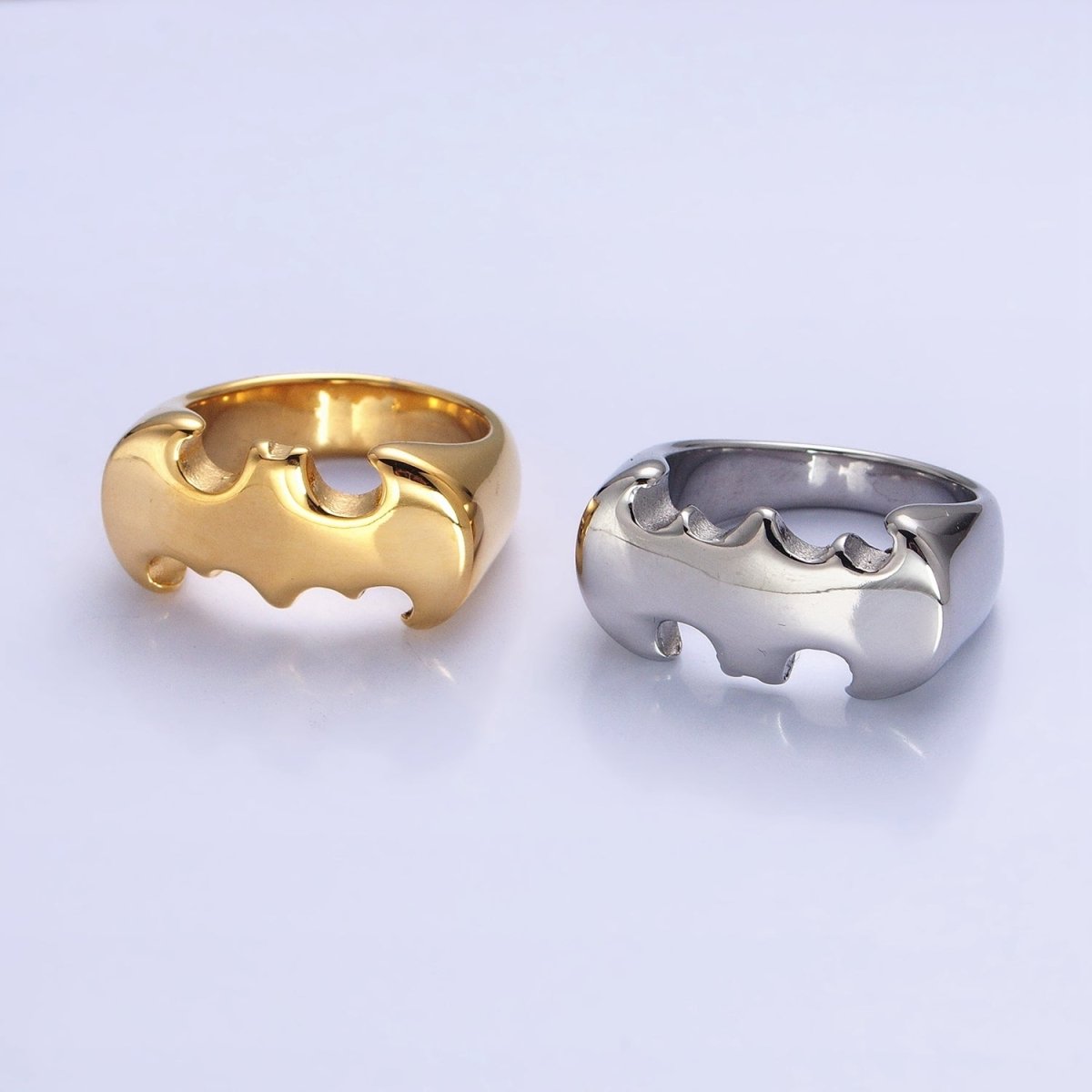 Stainless Steel Bat Animal Statement Ring in Silver & Gold | O-1855 O-1856 O-1857 O-1858