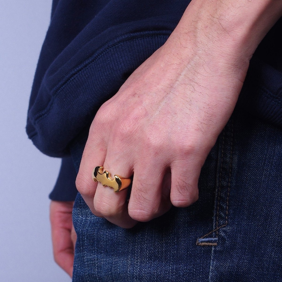 Stainless Steel Bat Animal Statement Ring in Silver & Gold | O-1855 O-1856 O-1857 O-1858