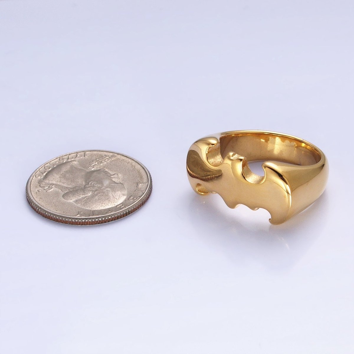 Stainless Steel Bat Animal Statement Ring in Silver & Gold | O-1855 O-1856 O-1857 O-1858