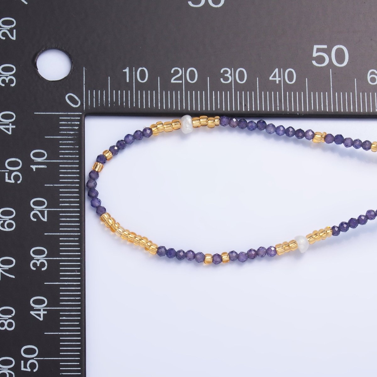 Stainless Steel Bead Purple Amethyst Crystal Natural Gemstone 16 Inch Choker Necklace | WA - 3111 - DLUXCA