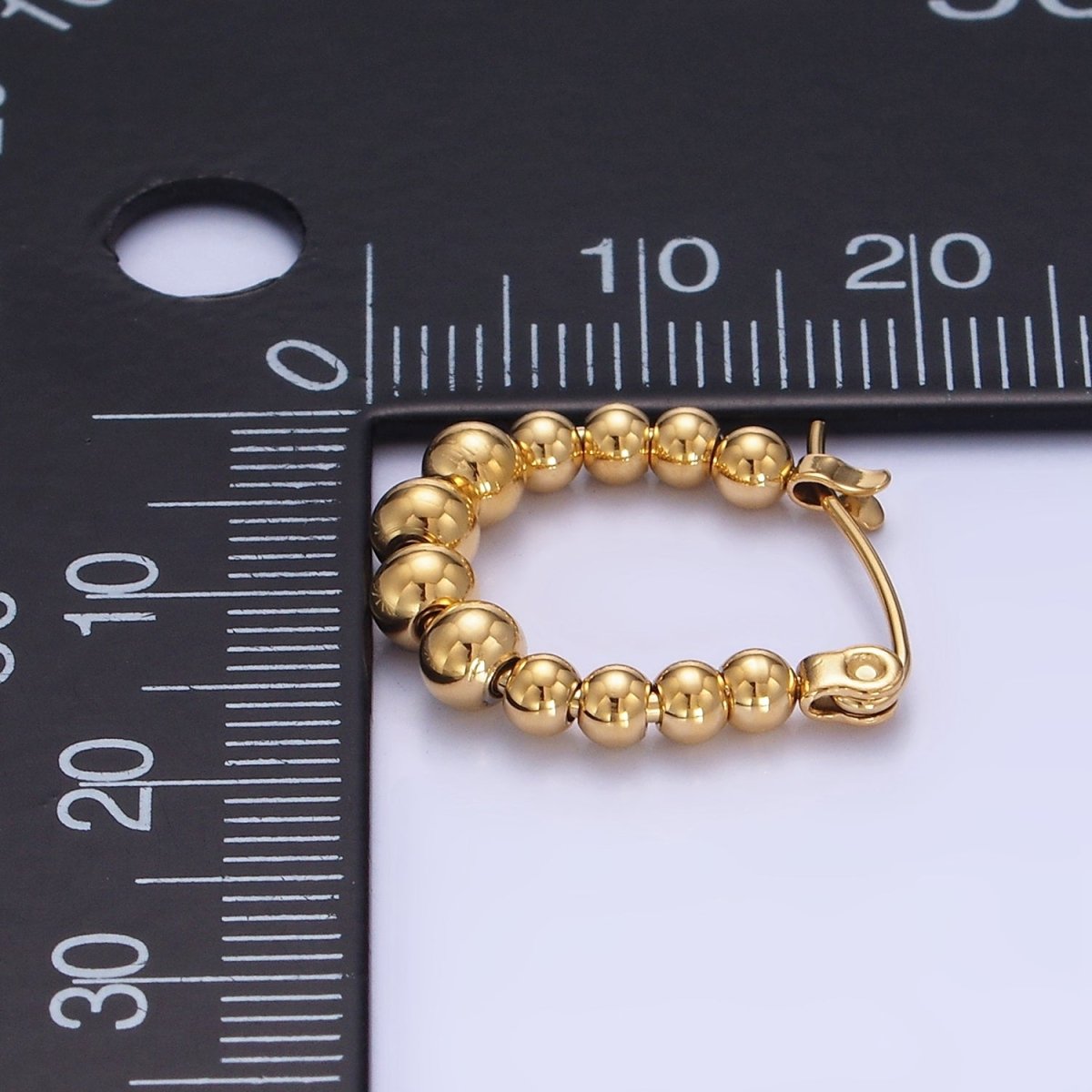 Stainless Steel Beaded Bubble Latch Hoop Earrings in Gold & Silver | AB1394 AB1395