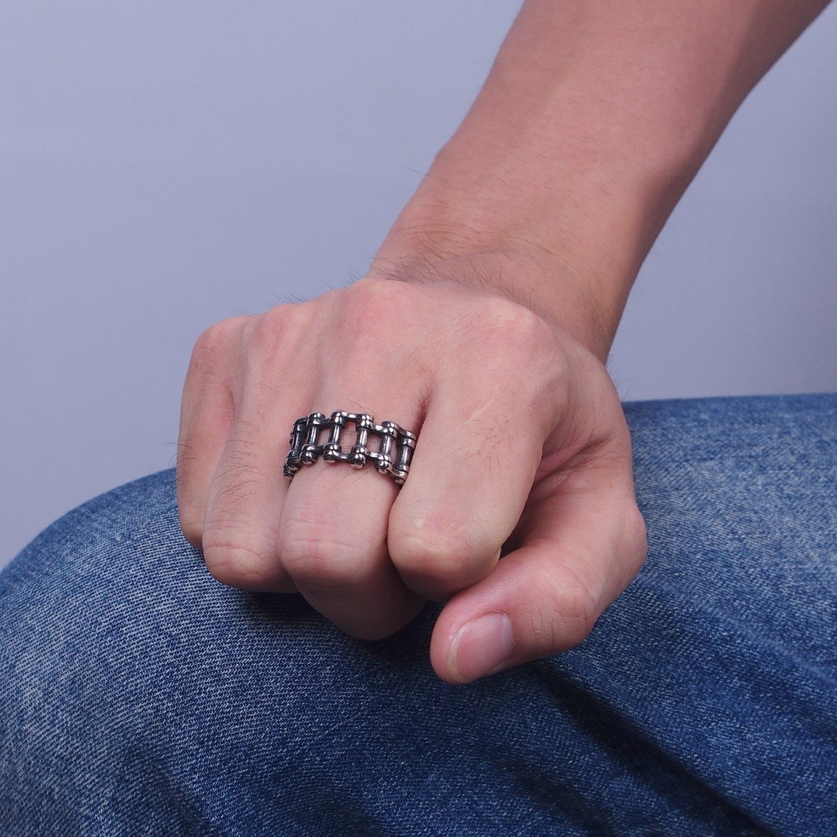 Stainless Steel Bicycle Chain Ring Band In Silver & Gold | O-102~O-103, O-145-O-146