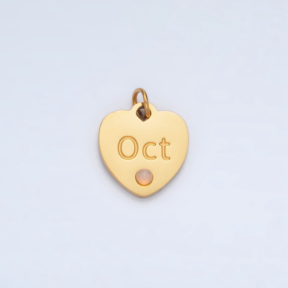 Stainless Steel 12mm Birthstone CZ Month Script Heart Charm | P-A1023-P-A1034