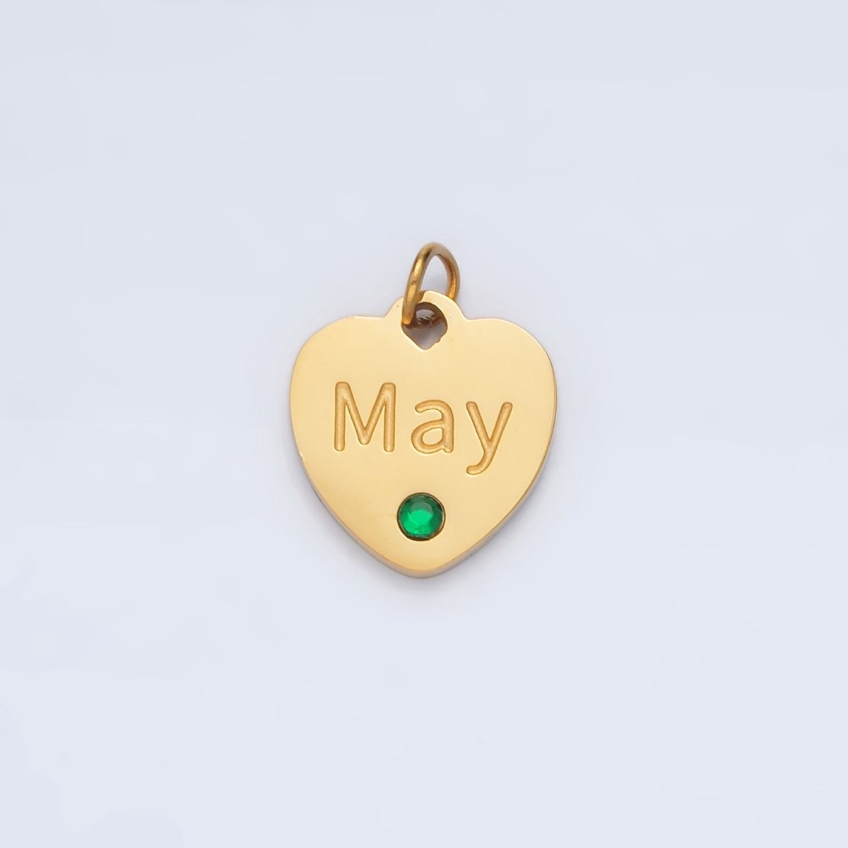 Stainless Steel 12mm Birthstone CZ Month Script Heart Charm | P-A1023-P-A1034