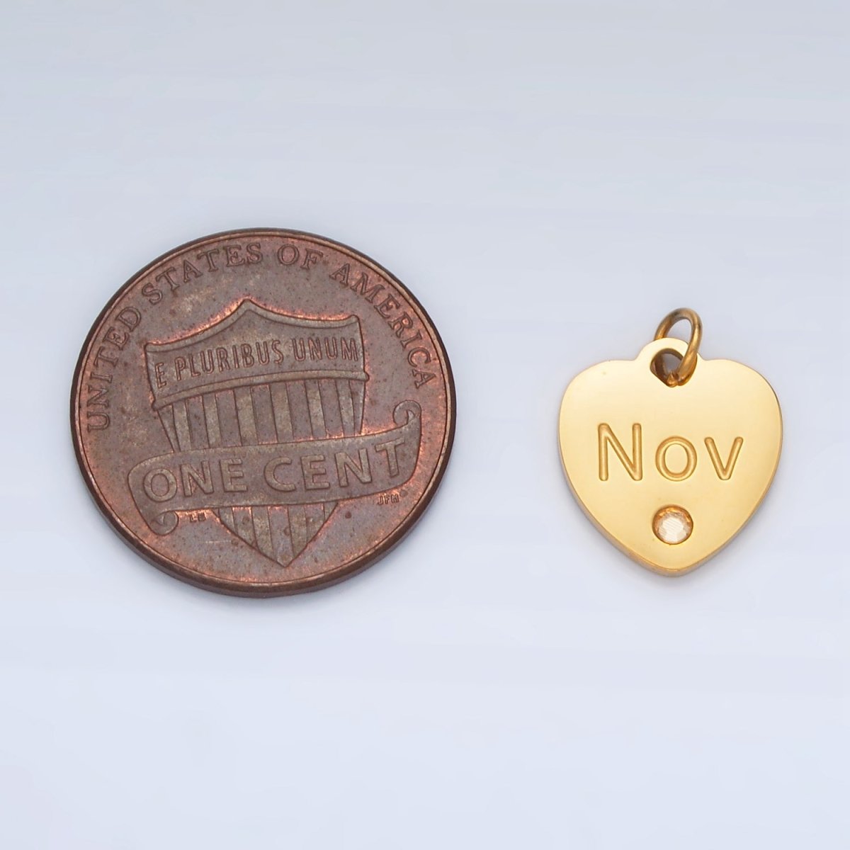 Stainless Steel 12mm Birthstone CZ Month Script Heart Charm | P-A1023-P-A1034