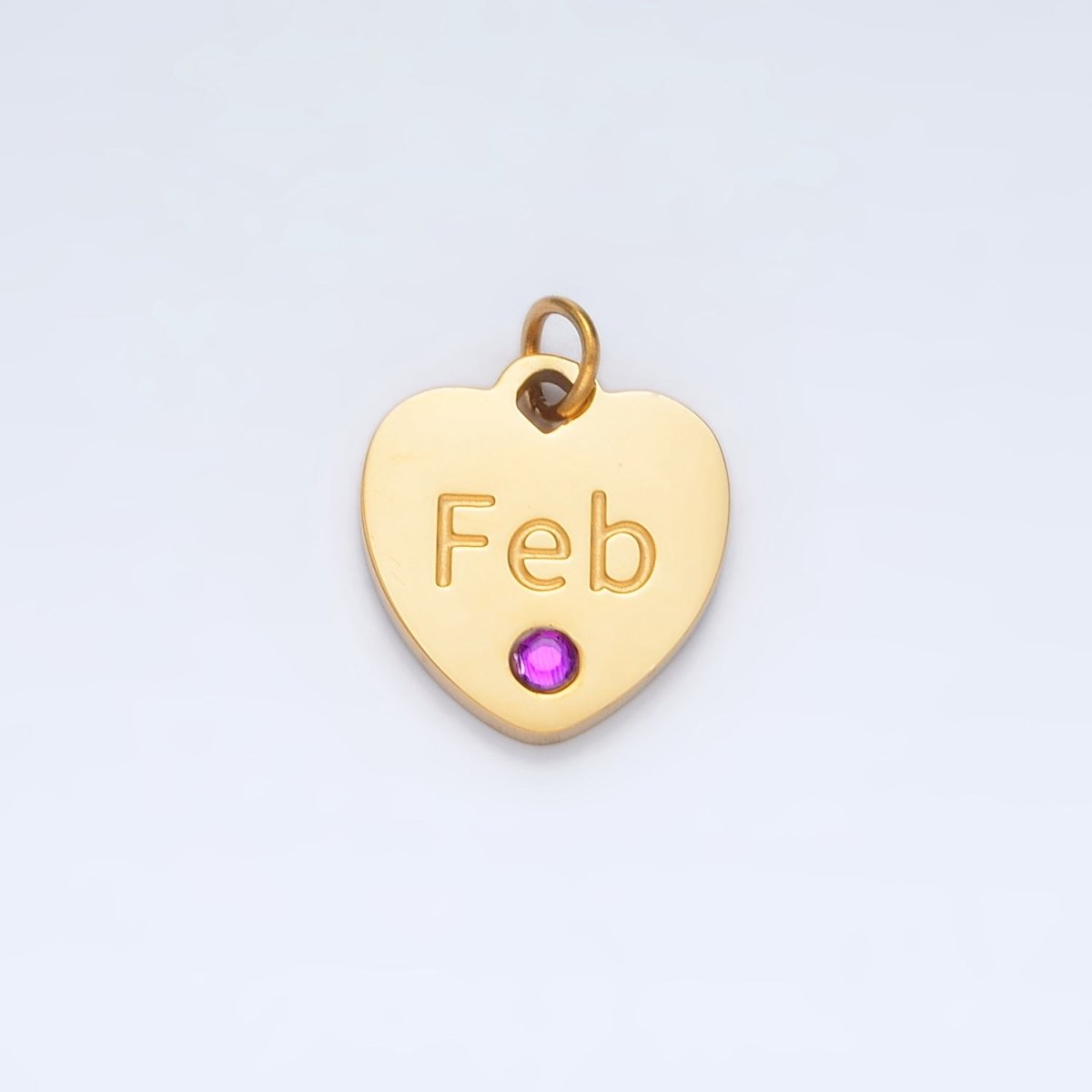 Stainless Steel 12mm Birthstone CZ Month Script Heart Charm | P-A1023-P-A1034
