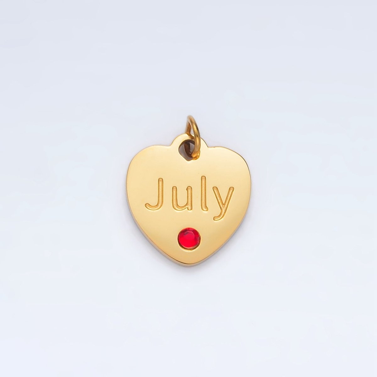 Stainless Steel 12mm Birthstone CZ Month Script Heart Charm | P-A1023-P-A1034