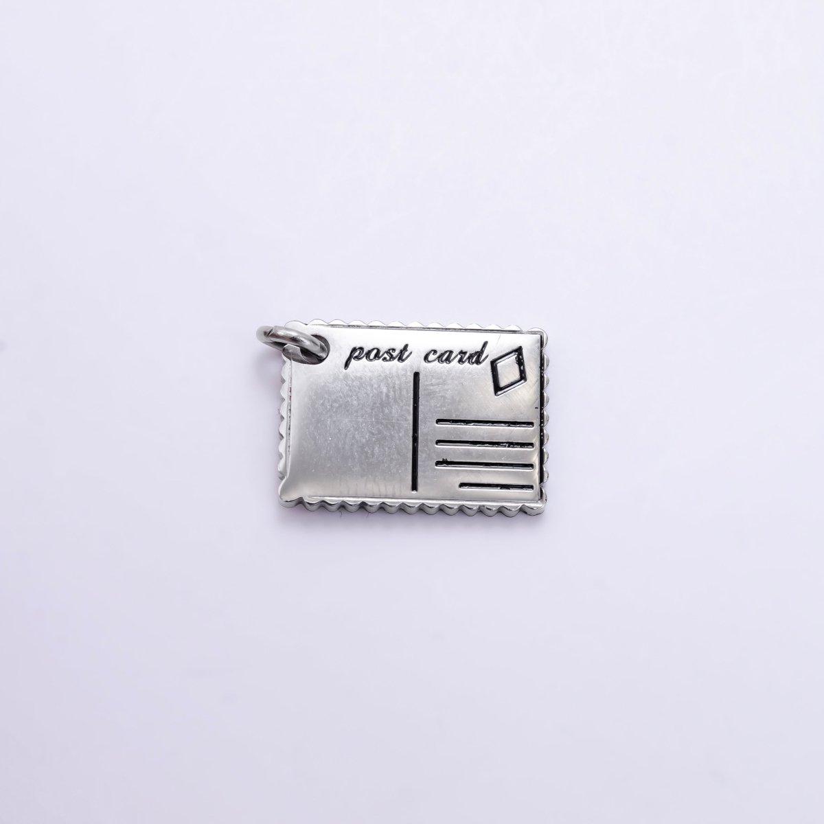 Stainless Steel Black Enamel Script Post Card Double Sided Charm in Gold & Silver | P1327 - P1332