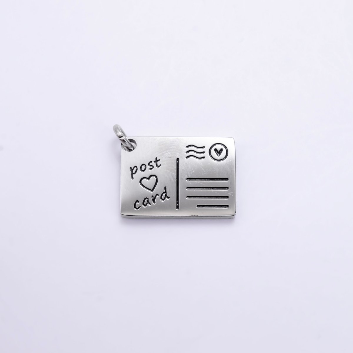Stainless Steel Black Enamel Script Post Card Double Sided Charm in Gold & Silver | P1327 - P1332