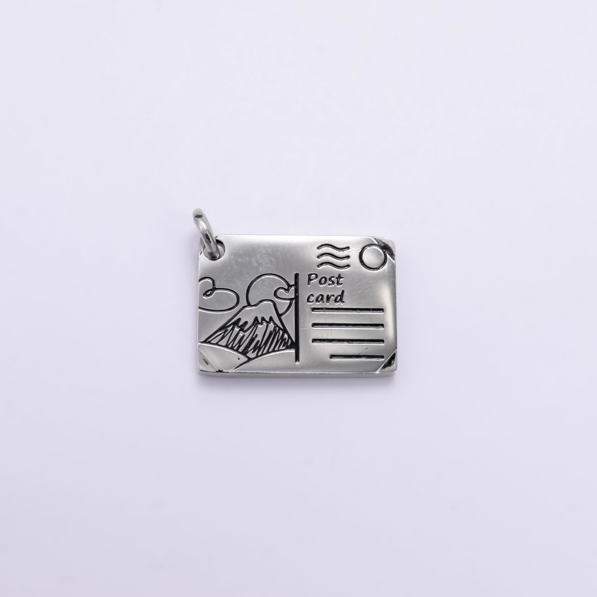 Stainless Steel Black Enamel Script Post Card Double Sided Charm in Gold & Silver | P1327 - P1332