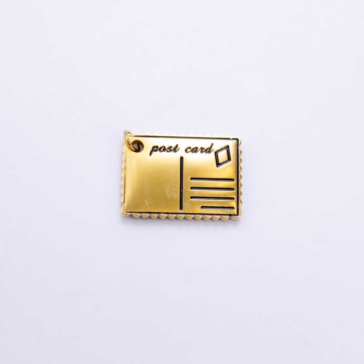 Stainless Steel Black Enamel Script Post Card Double Sided Charm in Gold & Silver | P1327 - P1332