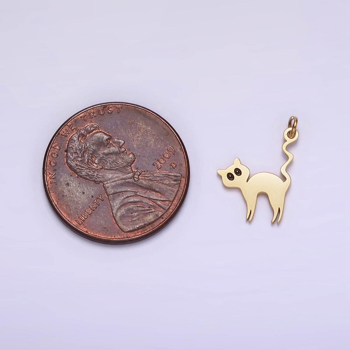 Stainless Steel Black-Eyed Kitty Cat Pet Animal Minimalist Charm | P1232