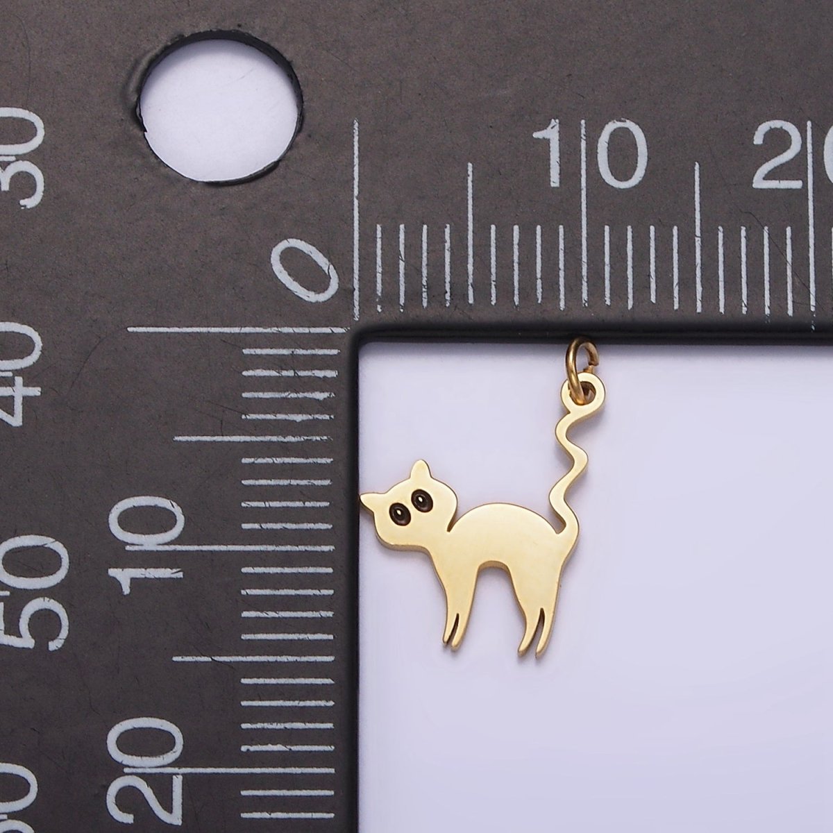 Stainless Steel Black-Eyed Kitty Cat Pet Animal Minimalist Charm | P1232